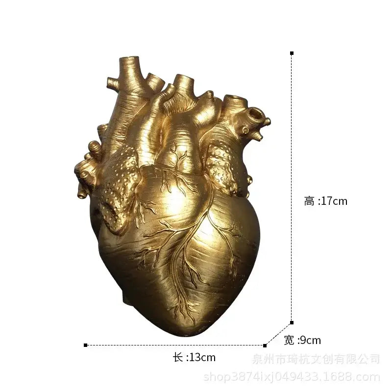 Anatomical white ceramic heart shape vase living room decor