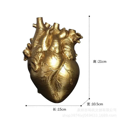 Anatomical white ceramic heart shape vase living room decor