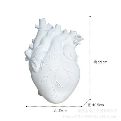 Anatomical white ceramic heart shape vase living room decor