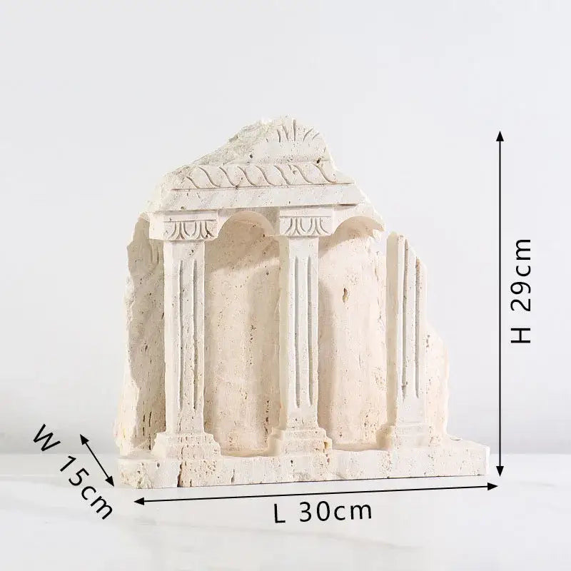 Ancient greek roman temple stone bookends living room decor