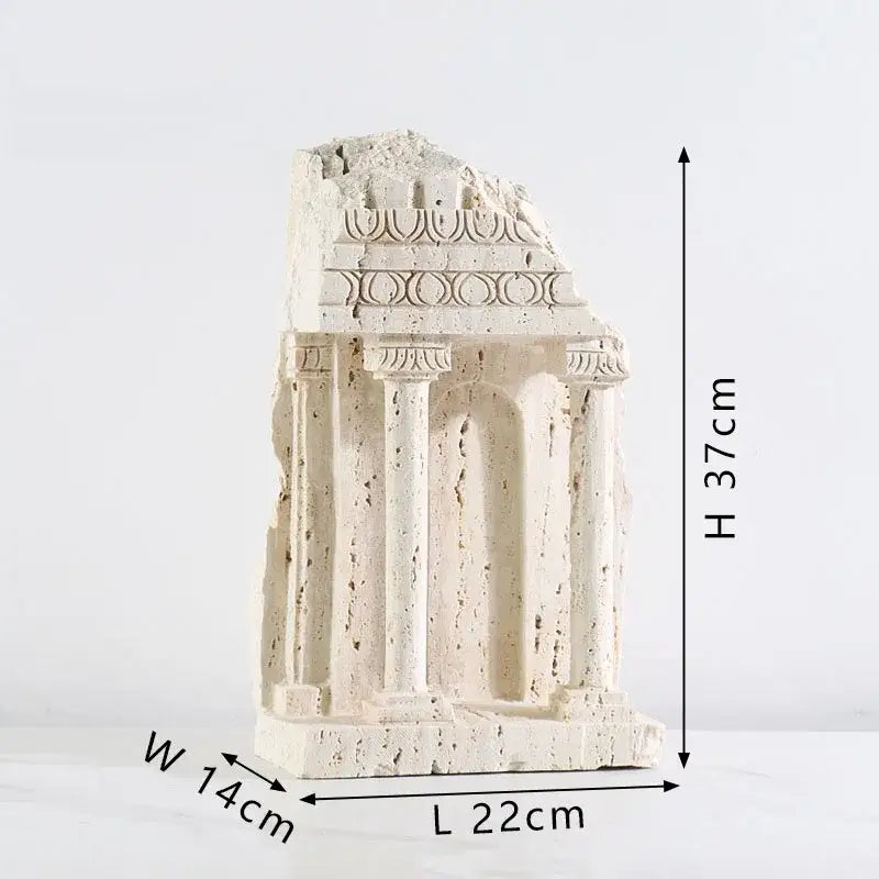 Ancient greek roman temple stone bookends living room decor