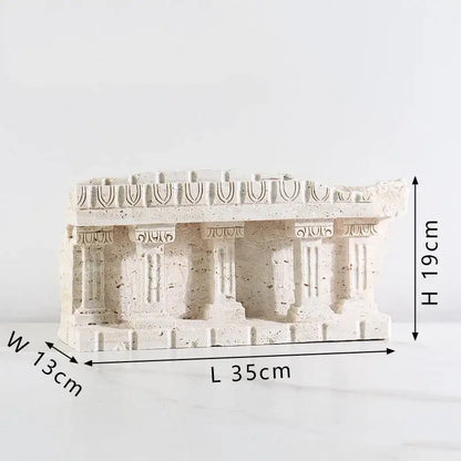 Ancient greek roman temple stone bookends living room decor