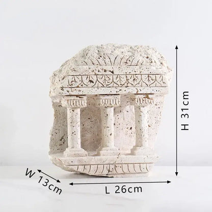 Ancient greek roman temple stone bookends living room decor