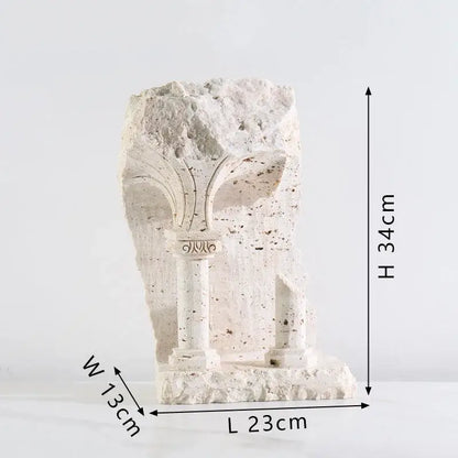 Ancient greek roman temple stone bookends living room decor