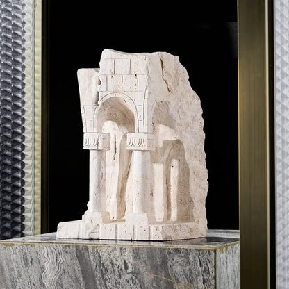 Ancient greek roman temple stone bookends living room decor