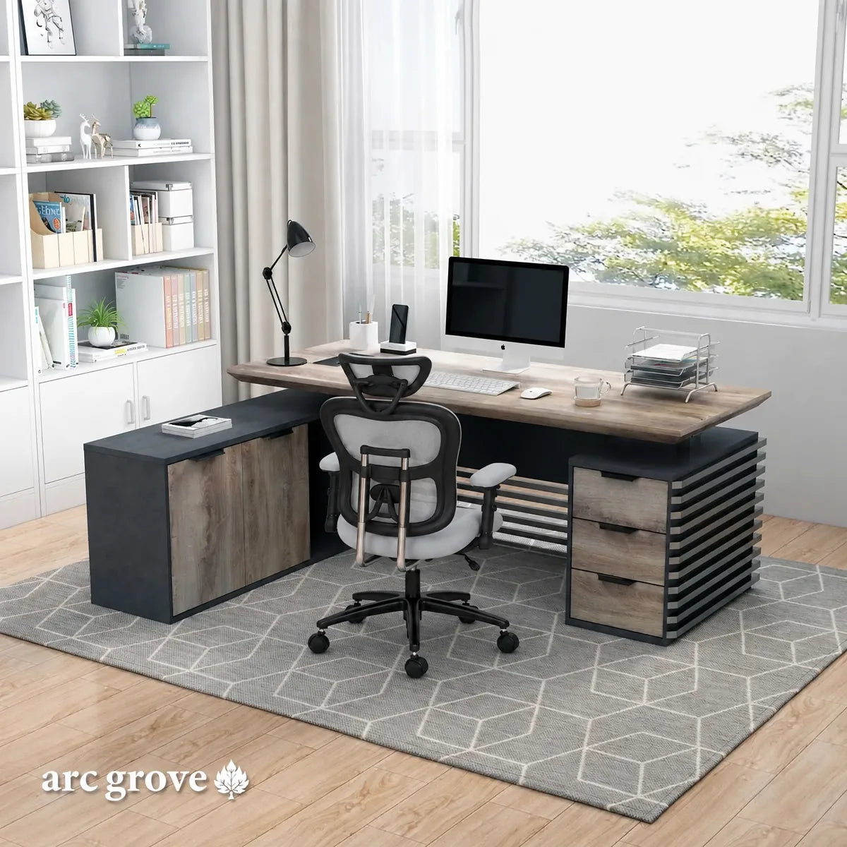 Anderson · L-Shaped Executive Standing Desk, Adjustable Height