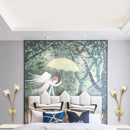 Angel with umbrella forest wall art bedroom e12 framed decor