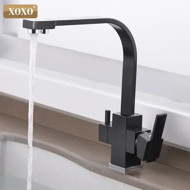 Angular matte black single hole kitchen drinking water faucet