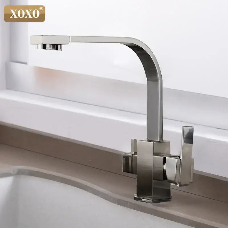 Angular matte black single hole kitchen drinking water faucet