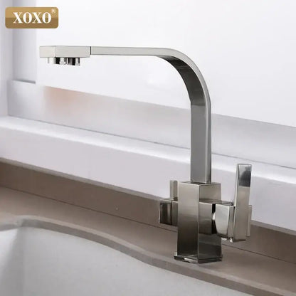 Angular matte black single hole kitchen drinking water faucet