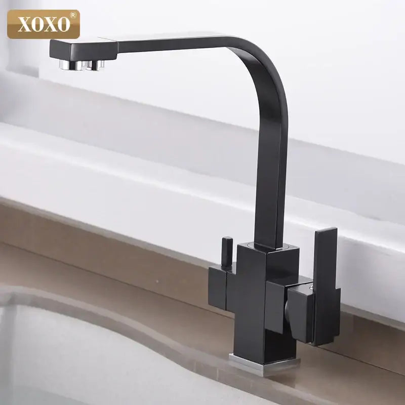 Angular matte black single hole kitchen drinking water faucet