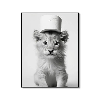 Modern tiger cub toilet paper art framed bathroom wall decor