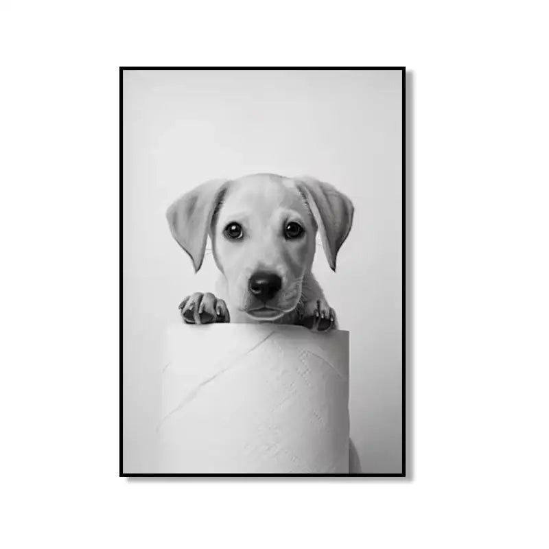 Modern tiger cub toilet paper art framed bathroom wall decor