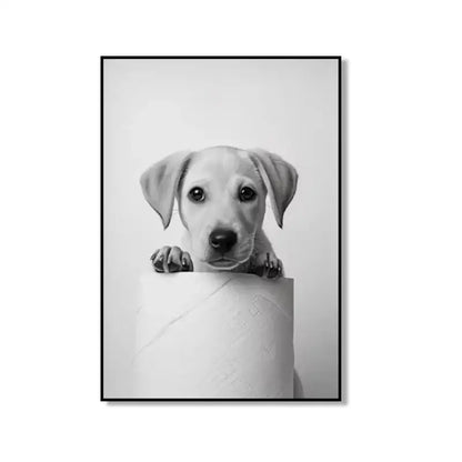 Modern tiger cub toilet paper art framed bathroom wall decor