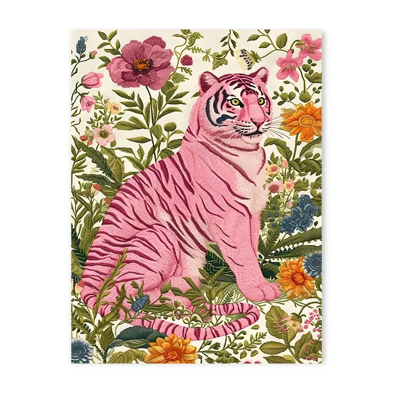 Vibrant tiger in bathtub animal canvas painting bathroom wall art