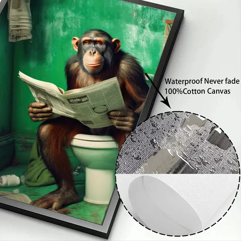 Humorous framed animal posters set bathroom wall decor