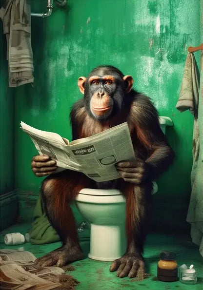 Humorous framed animal posters set bathroom wall decor
