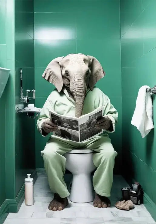 Humorous framed animal posters set bathroom wall decor