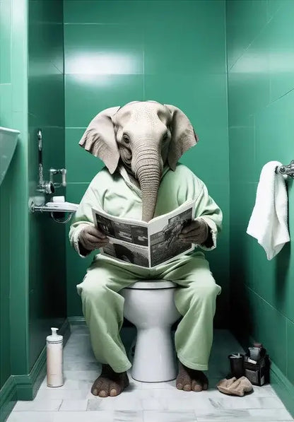 Humorous framed animal posters set bathroom wall decor
