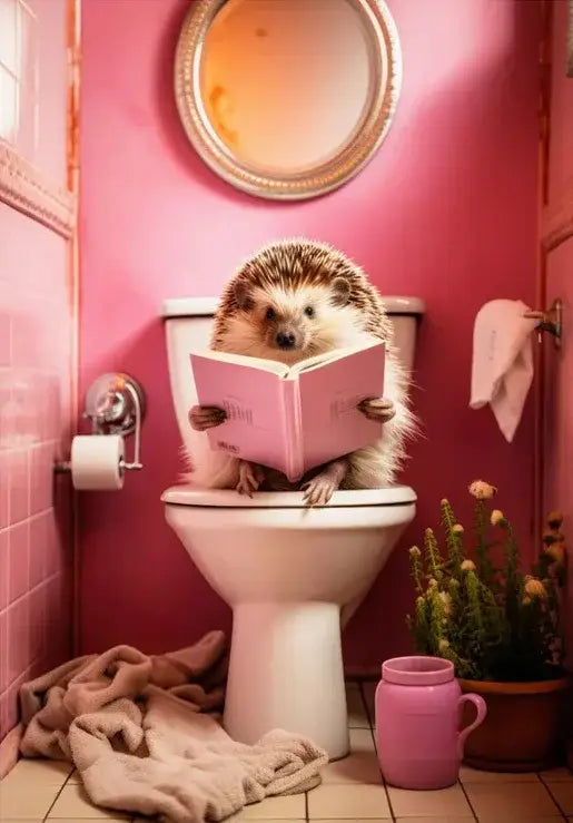 Humorous framed animal posters set bathroom wall decor