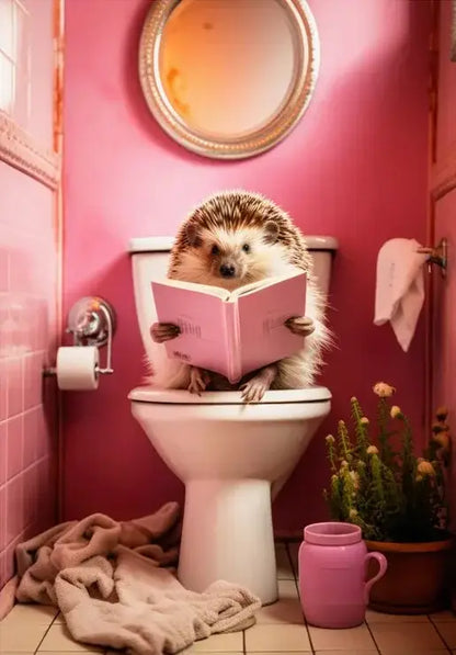 Humorous framed animal posters set bathroom wall decor