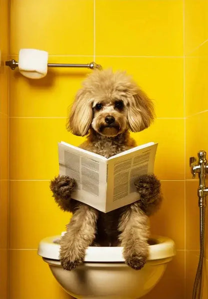 Humorous framed animal posters set bathroom wall decor