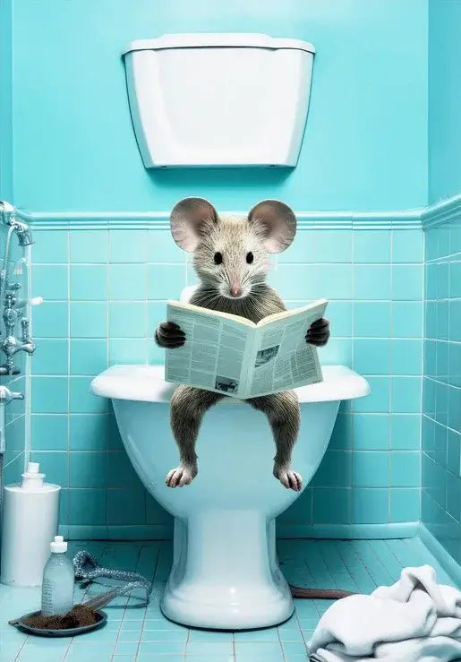Humorous framed animal posters set bathroom wall decor
