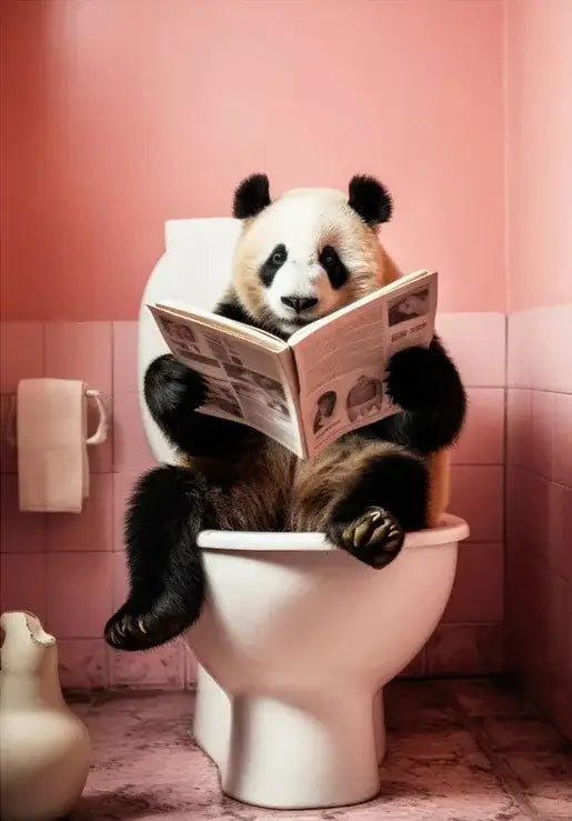 Humorous framed animal posters set bathroom wall decor