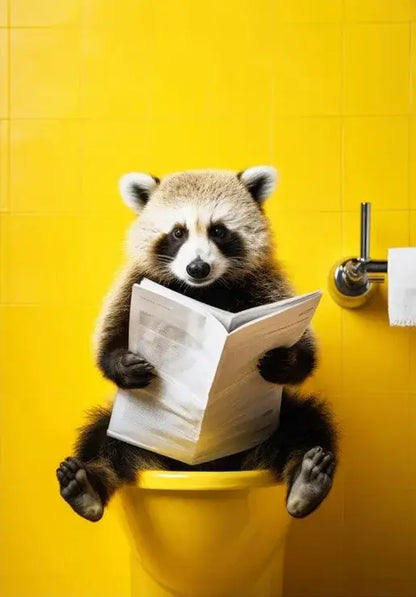 Humorous framed animal posters set bathroom wall decor