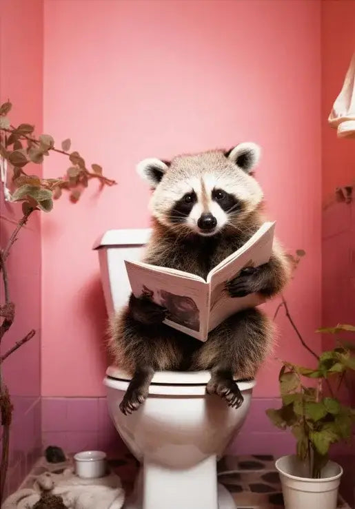 Humorous framed animal posters set bathroom wall decor