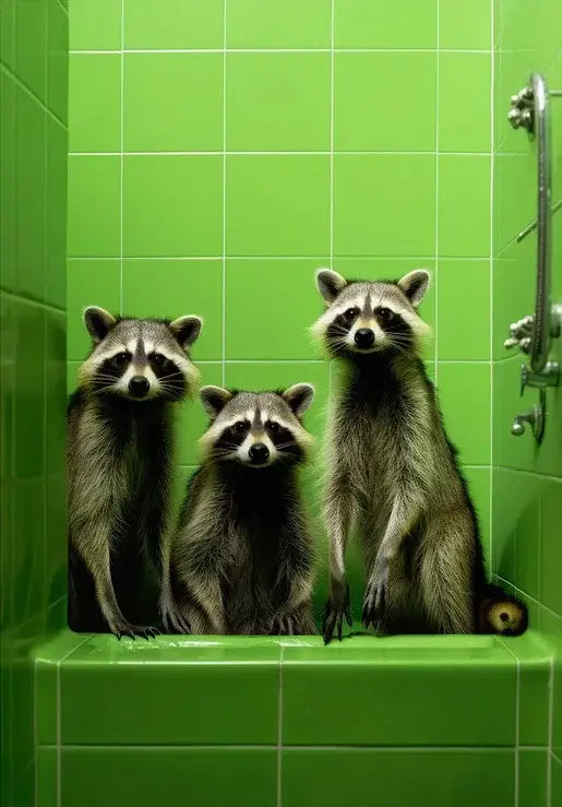 Humorous framed animal posters set bathroom wall decor