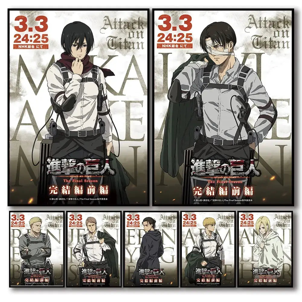 Attack on titan final season anime magazine canvas poster bedroom art