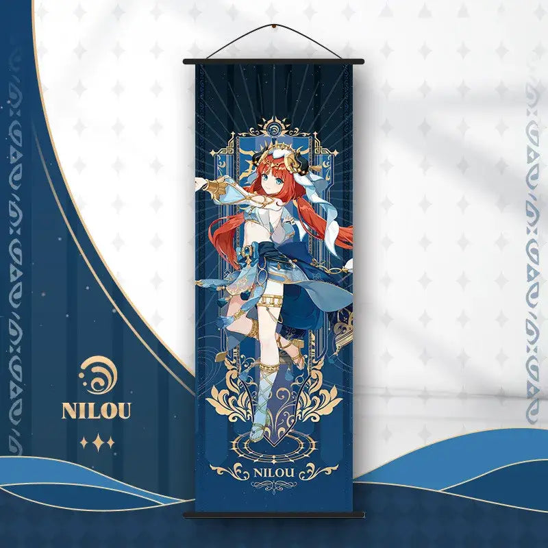 Vibrant genshin impact anime poster set gold ornate bedroom wall art
