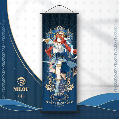 Vibrant genshin impact anime poster set gold ornate bedroom wall art