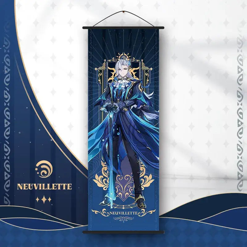 Vibrant genshin impact anime poster set gold ornate bedroom wall art