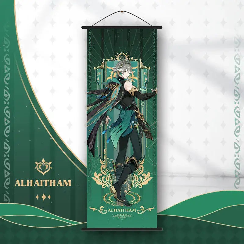 Vibrant genshin impact anime poster set gold ornate bedroom wall art