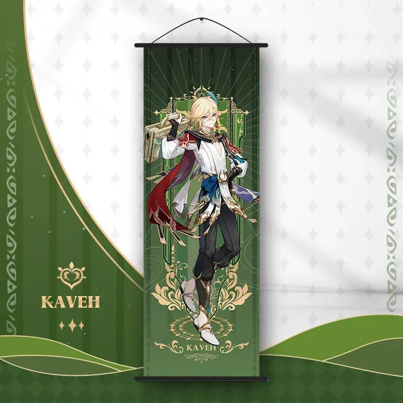 Vibrant genshin impact anime poster set gold ornate bedroom wall art