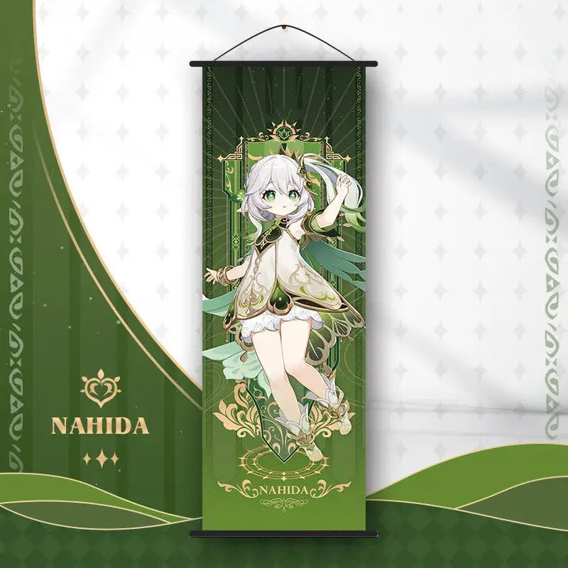 Vibrant genshin impact anime poster set gold ornate bedroom wall art