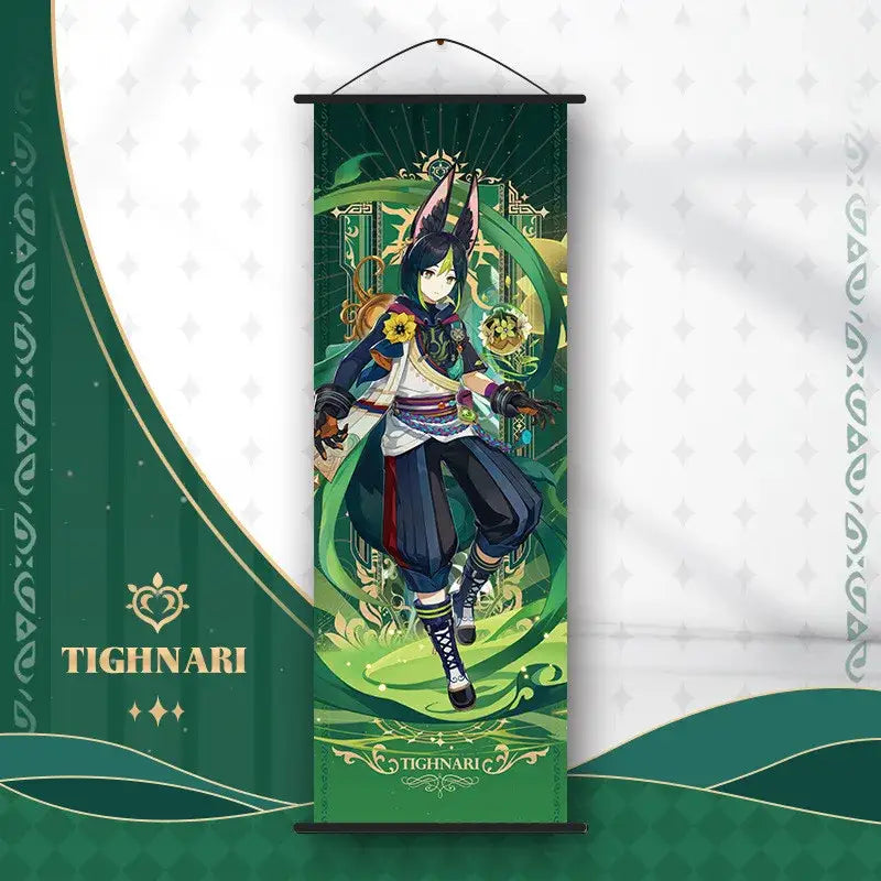 Vibrant genshin impact anime poster set gold ornate bedroom wall art
