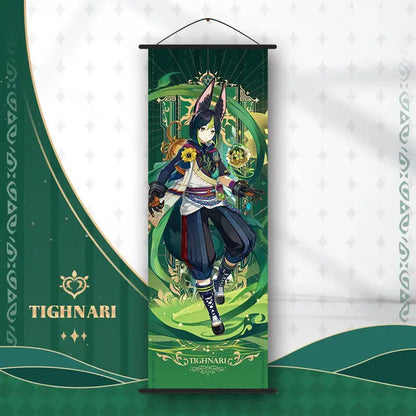 Vibrant genshin impact anime poster set gold ornate bedroom wall art