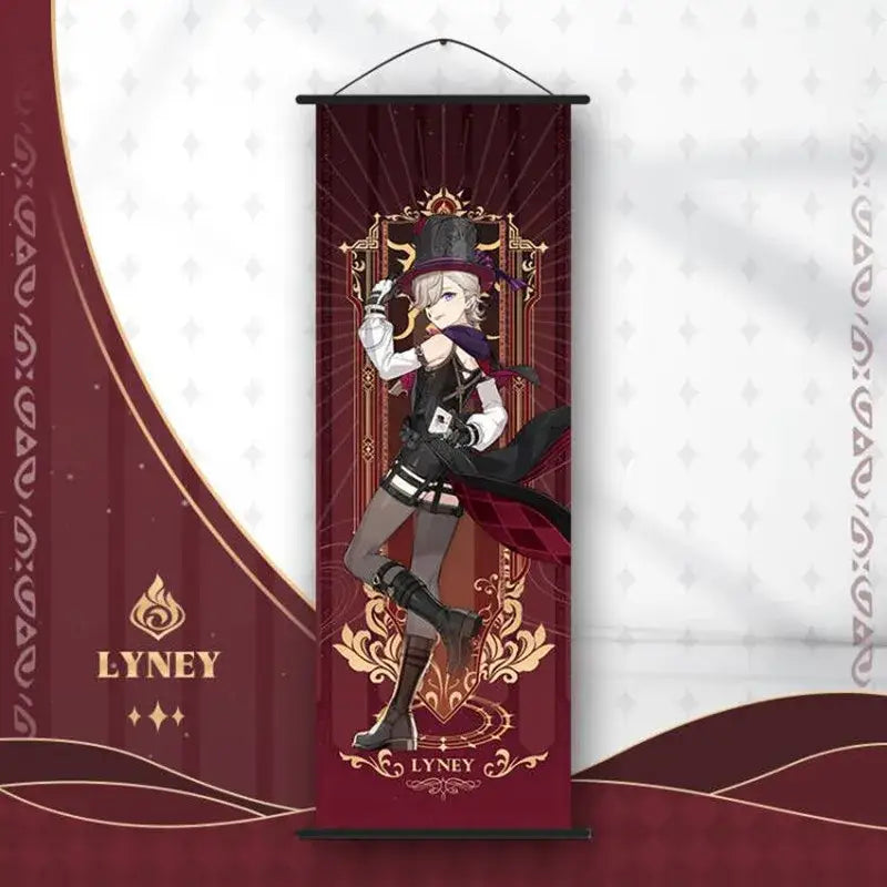Vibrant genshin impact anime poster set gold ornate bedroom wall art