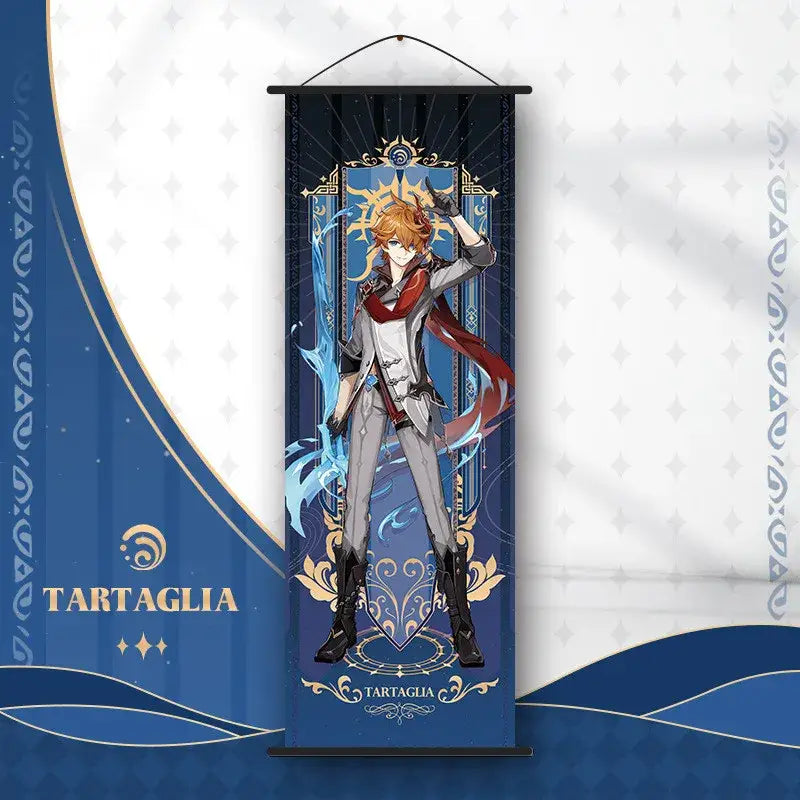 Vibrant genshin impact anime poster set gold ornate bedroom wall art
