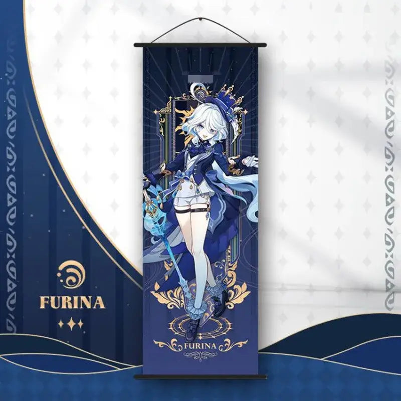 Vibrant genshin impact anime poster set gold ornate bedroom wall art