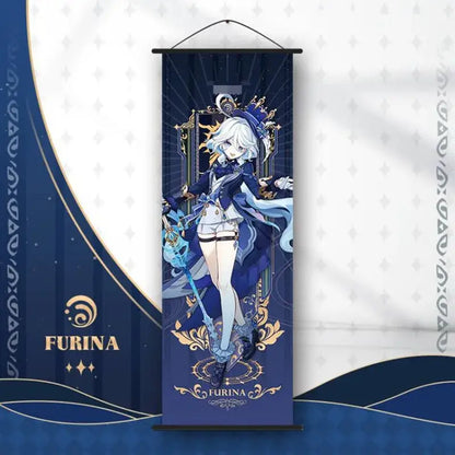 Vibrant genshin impact anime poster set gold ornate bedroom wall art