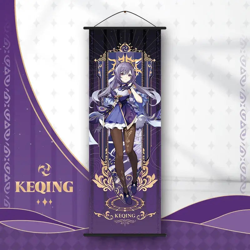 Vibrant genshin impact anime poster set gold ornate bedroom wall art