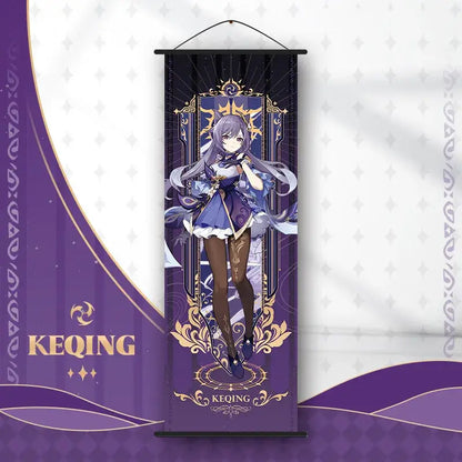 Vibrant genshin impact anime poster set gold ornate bedroom wall art