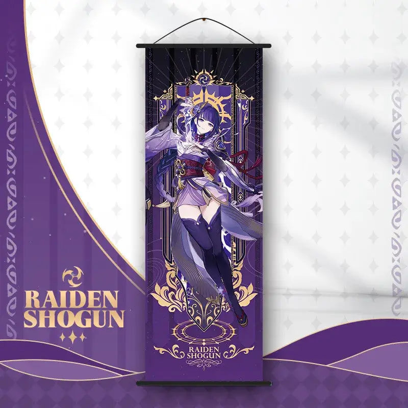 Vibrant genshin impact anime poster set gold ornate bedroom wall art
