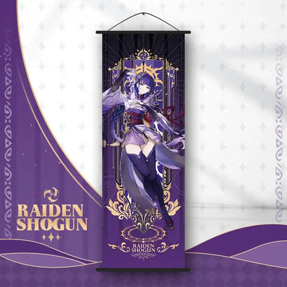 Vibrant genshin impact anime poster set gold ornate bedroom wall art