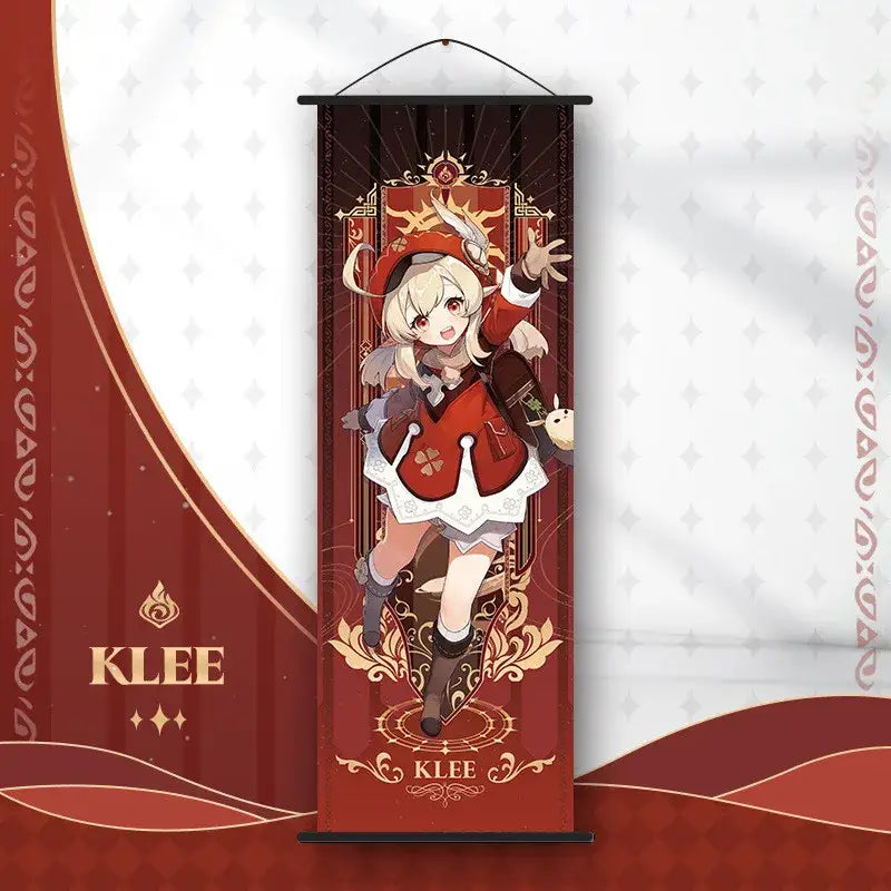 Vibrant genshin impact anime poster set gold ornate bedroom wall art