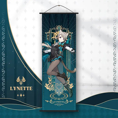 Vibrant genshin impact anime poster set gold ornate bedroom wall art
